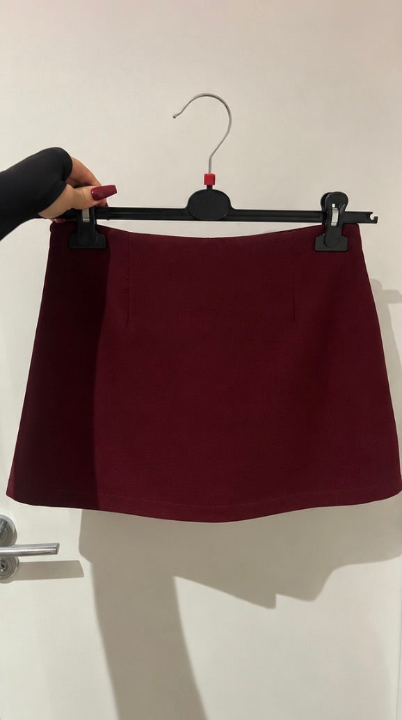Willow Tailored Skort in Burgundy, skirt-front garment view