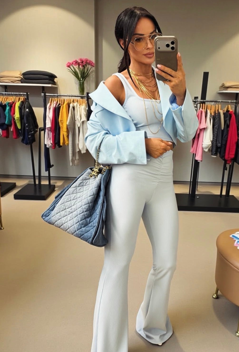 Amelie Ruched Flare Trousers
