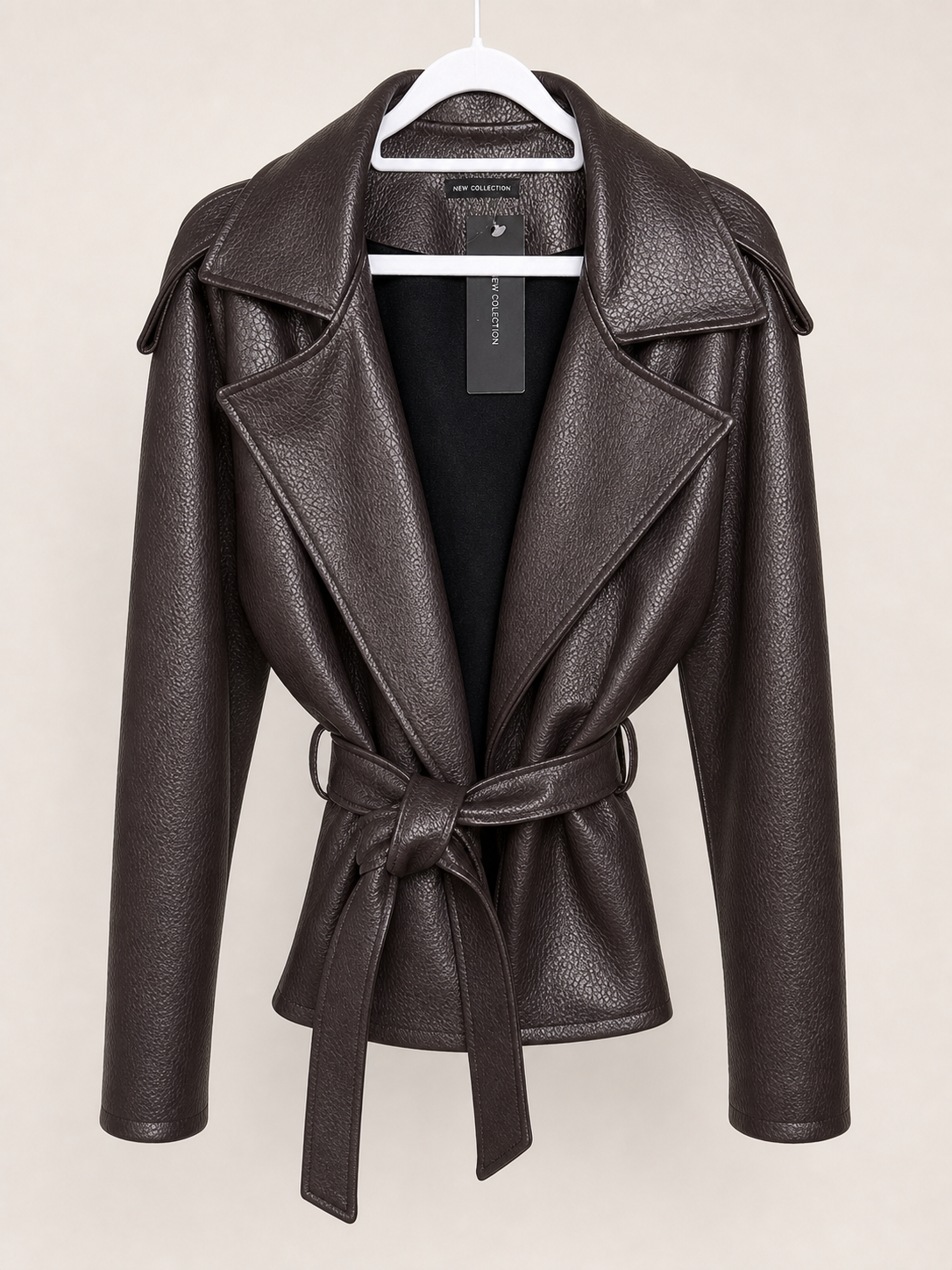 Serena Faux Leather Belted Jacket